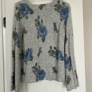 Lucky Brand Floral Gray Sweater